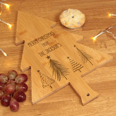 Personalised Merry Christmas Forest Tree Shaped Chopping Board-Love Lumi Ltd