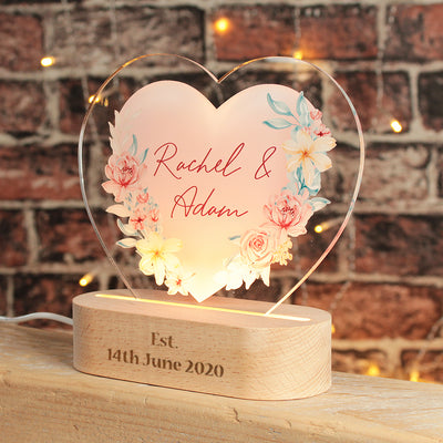 Personalised Floral Frame Light Up Stand-Love Lumi Ltd