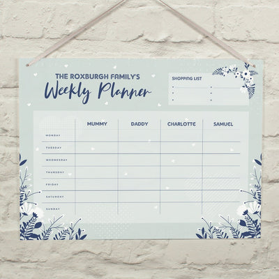 Personalised Floral A3 Wipe Clean Acrylic Weekly Family Wall Planner with Pen-Love Lumi Ltd