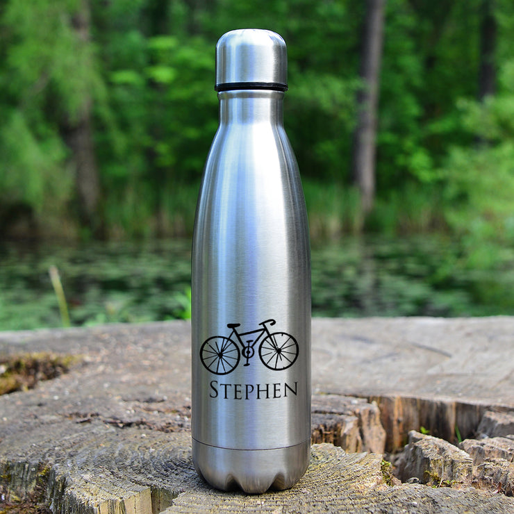 Personalised Silver Bicycle Cycling 500ml Drinks Bottle-Love Lumi Ltd