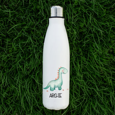 Personalised White Dinosaur 500ml Drinks Bottle-Love Lumi Ltd