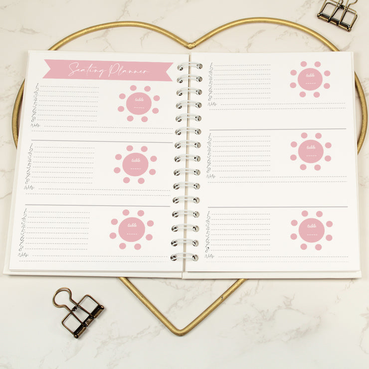 Personalised Pink and Gold Marble Wedding Planner Hardback Notebook-Love Lumi Ltd