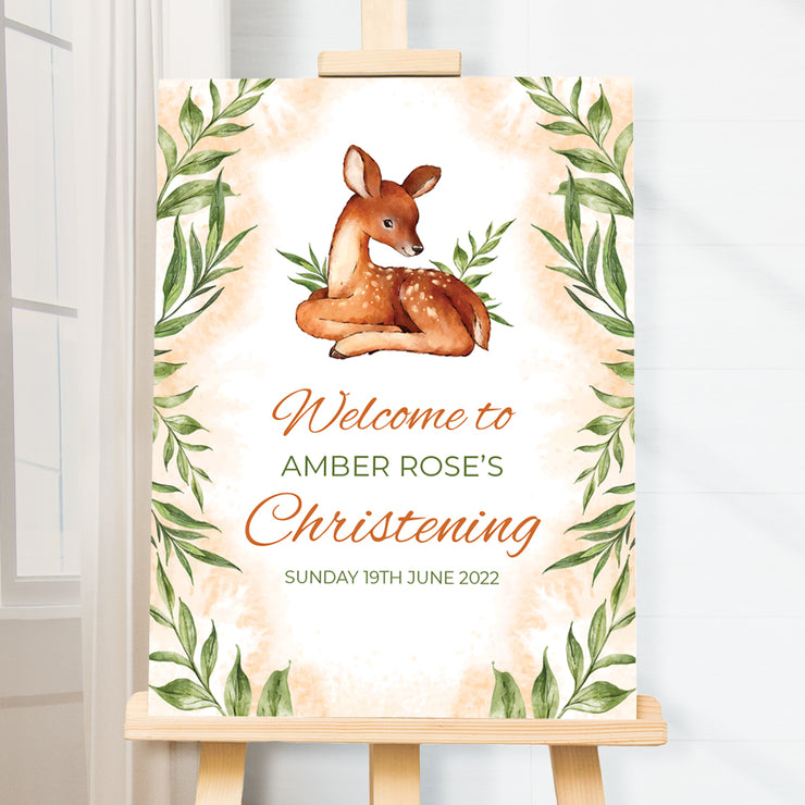 Personalised Deer Christening Event Party Acrylic Welcome Board Sign-Love Lumi Ltd