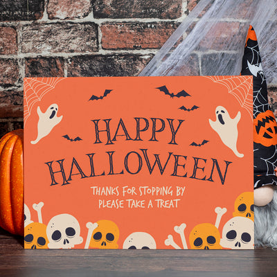 Personalised Happy Halloween Ghosts and Skulls Acrylic Welcome Board Party Sign-Love Lumi Ltd