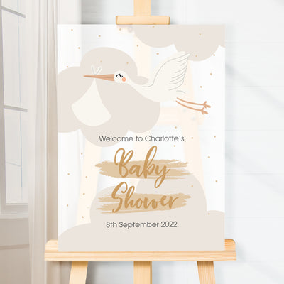 Personalised Stork Baby Shower Acrylic Welcome Board Sign-Love Lumi Ltd