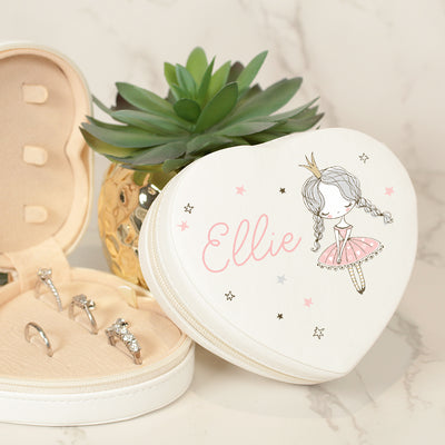 Ballet Princess Heart Children's Travel PU Leather Jewellery Storage Box-Love Lumi Ltd
