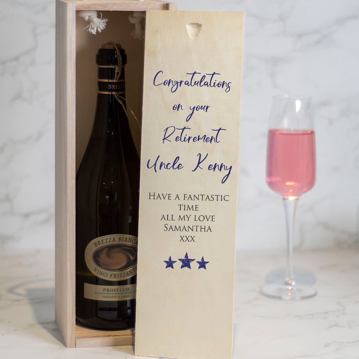 Personalised Congratulations on your Retirement Wooden Wine Bottle Gift Box-Love Lumi Ltd