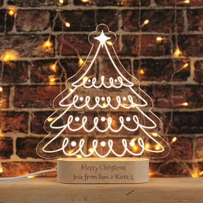 Christmas Tree Light with Engraved Wooden LED Light Base-Love Lumi Ltd