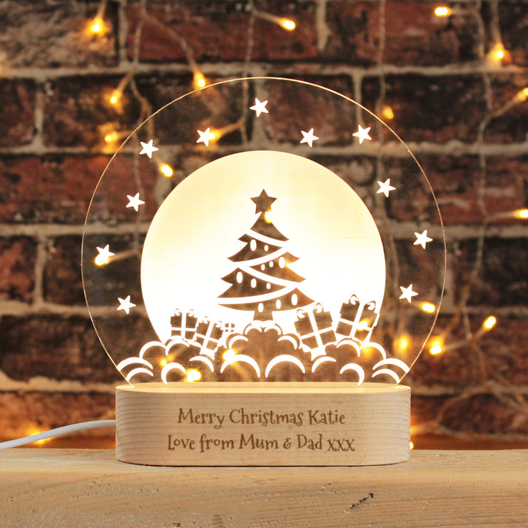 Personalised Snow Globe Tree and Presents Christmas Light Stand-Love Lumi Ltd
