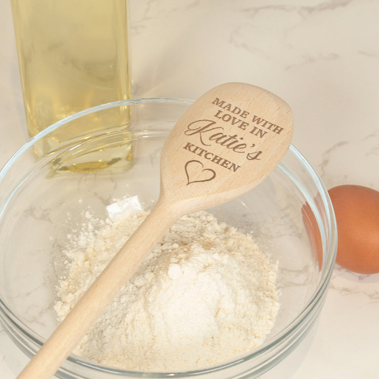 Personalised Made With Love Wooden Baking Spoon-Love Lumi Ltd
